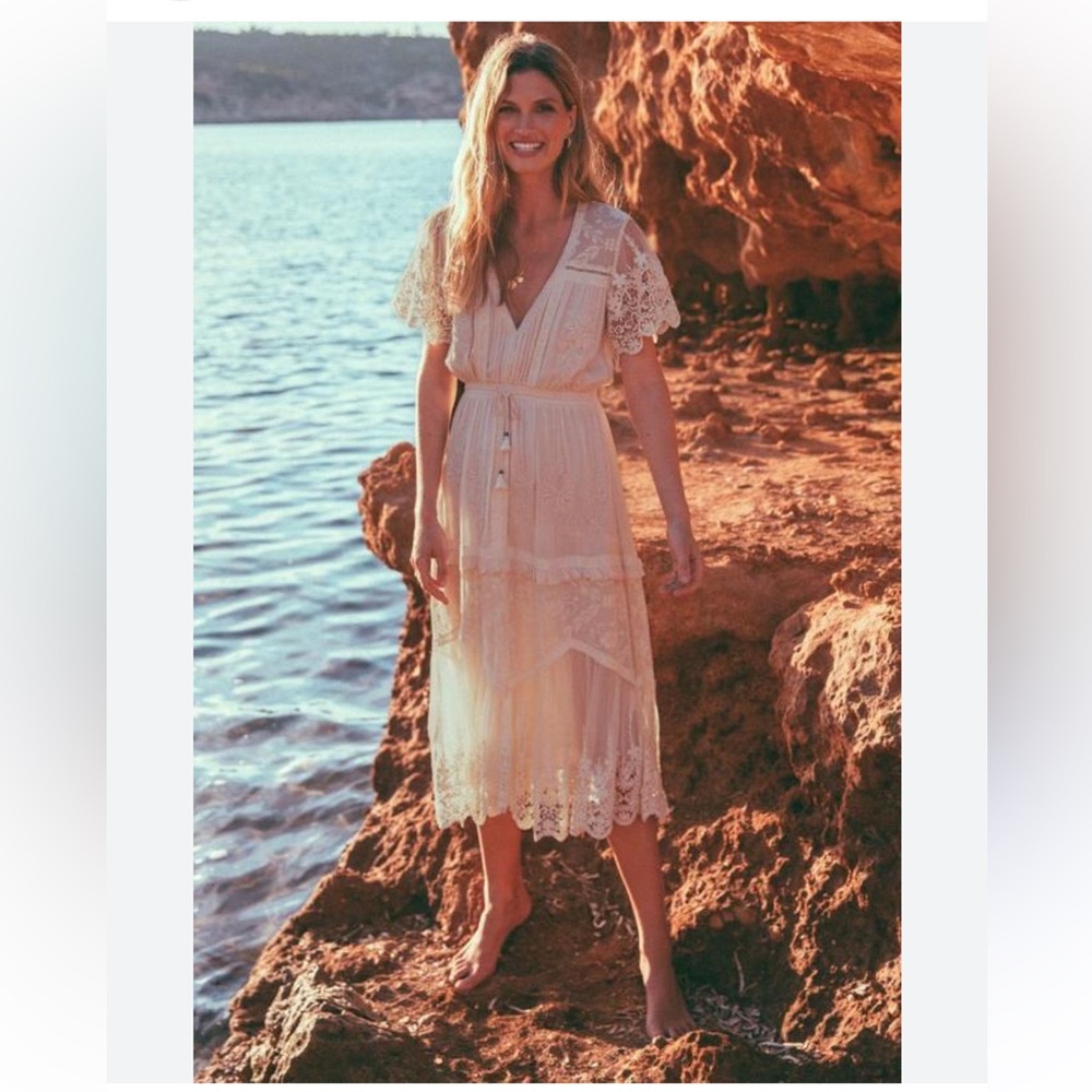 Spell Cream Lace Midi Dress